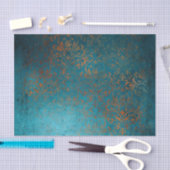Boho Copper Blue Damask Grunge Seidenpapier (Handwerk)