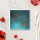Boho Copper Blue Damask Grunge Serviette (Beispiel)