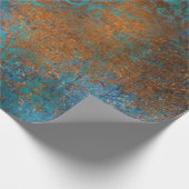 Boho Copper Blue Floral Damask Grunge Geschenkpapier (Ecke)