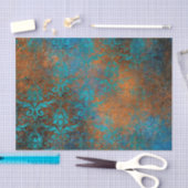 Boho Copper Blue Floral Damask Grunge Seidenpapier (Handwerk)