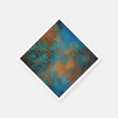 Boho Copper Blue Floral Damask Grunge Serviette (Ecke)