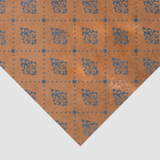 Boho Copper Blue Graphic Art Deco Seidenpapier (Ausschnitt)