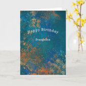 Boho Copper Blue Grunge Geburtstag Karte (Gelbe Blume)