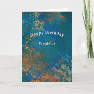 Boho Copper Blue Grunge Geburtstag Karte