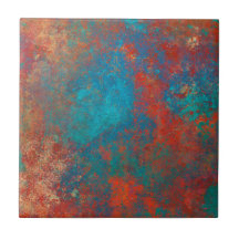 Boho Copper Blue Orange Red Grunge