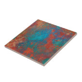 Boho Copper Blue Orange Red Grunge Fliese (Seite)