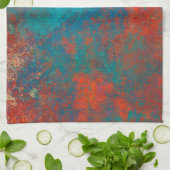 Boho Copper Blue Orange Red Grunge Geschirrtuch (Gefaltet)