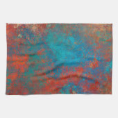 Boho Copper Blue Orange Red Grunge Geschirrtuch (Horizontal)