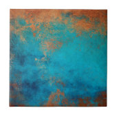 Boho Copper Blue Rustic Fliese (Vorderseite)