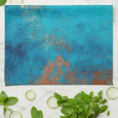 Boho Copper Blue Rustic Geschirrtuch (Gefaltet)