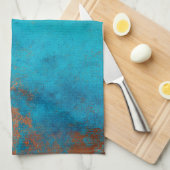 Boho Copper Blue Rustic Geschirrtuch (Viertel Falte)