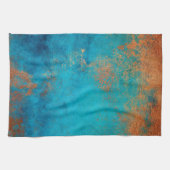 Boho Copper Blue Rustic Geschirrtuch (Horizontal)