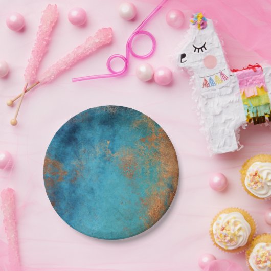 Boho Copper Blue Rustic Pappteller (Party)