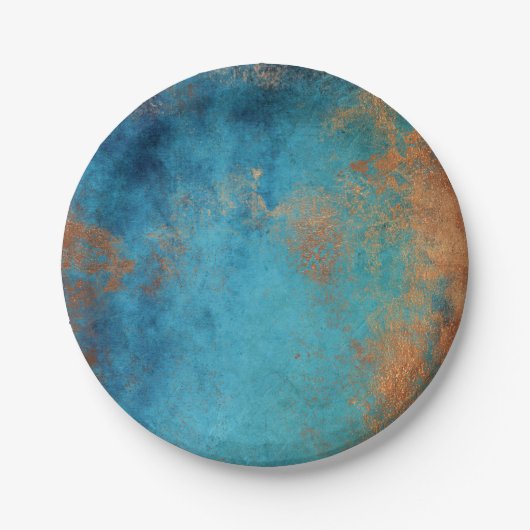 Boho Copper Blue Rustic Pappteller (Vorderseite)