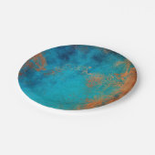 Boho Copper Blue Rustic Pappteller (Schrägansicht)