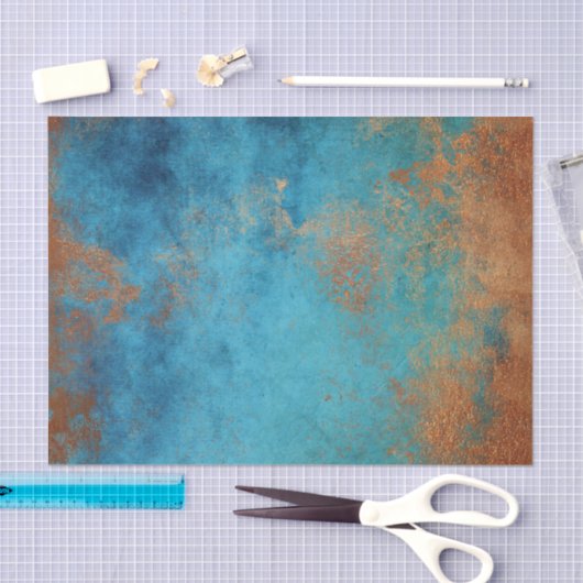 Boho Copper Blue Rustic Seidenpapier (Handwerk)
