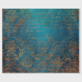 Boho Copper Blue Script Handwriting Grunge Geschenkpapier (Flach)