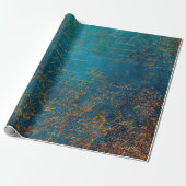 Boho Copper Blue Script Handwriting Grunge Geschenkpapier (Ungerollt)
