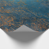 Boho Copper Blue Script Handwriting Grunge Geschenkpapier (Ecke)