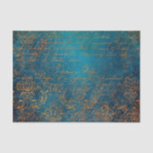 Boho Copper Blue Script Handwriting Grunge Seidenpapier (Vorderseite)
