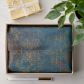 Boho Copper Blue Script Handwriting Grunge Seidenpapier (Geschenk)