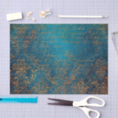Boho Copper Blue Script Handwriting Grunge Seidenpapier (Handwerk)