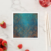 Boho Copper Blue Script Handwriting Grunge Serviette (Beispiel)