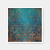 Boho Copper Blue Script Handwriting Grunge Serviette (Vorderseite)