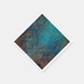 Boho Copper Blue Script Handwriting Grunge Serviette (Ecke)
