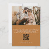 Boho Copper Bronze QR Code Elegantes Foto Hochzeit Einladung (Rückseite)