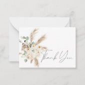 Boho Copper Eucalyptus Pampas Floral Vielen Dank Mitteilungskarte (Vorderseite)