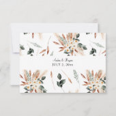 Boho Copper Leaf & Pampas & Beige Floral RSVP Karte (Rückseite)