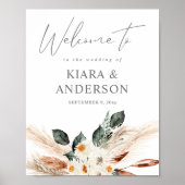 Boho Copper Pampas Beige Begrüßungszeichen Poster (Vorne)