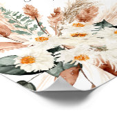 Boho Copper Pampas Beige Blumenkarten & Geschenksi Poster (Ecke)