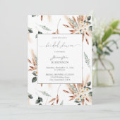 Boho Copper Pampas & Beige Brautparty Einladung (Stehend Vorderseite)