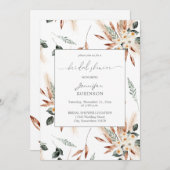 Boho Copper Pampas & Beige Brautparty Einladung (Vorne/Hinten)