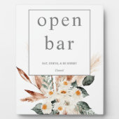 Boho Copper Pampas & Beige Floral Open Bar Sign 1 Fotoplatte (Vorderseite)