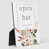 Boho Copper Pampas & Beige Floral Open Bar Sign 1 Fotoplatte (Seite)