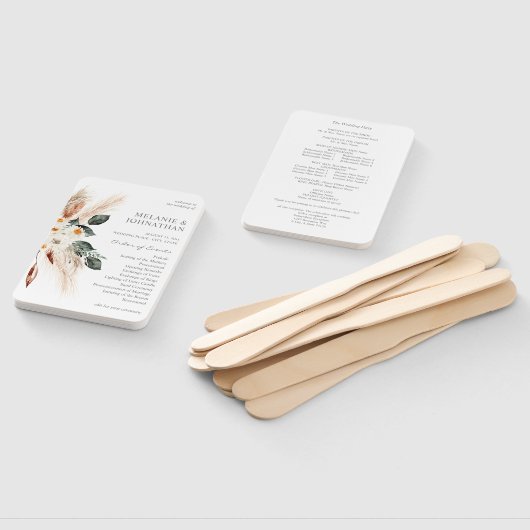 Boho Copper Pampas Floral Hochzeitsprogramm Fächer (Non-assembled)