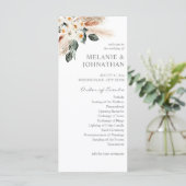 Boho Copper Pampas Floral Zeremonie Programm (Stehend Vorderseite)