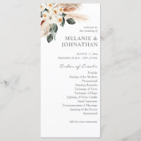 Boho Copper Pampas Floral Zeremonie Programm