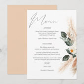 Boho Copper Pampas Grass & Beige Blumenmenü Einladung (Vorne/Hinten)