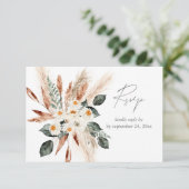 Boho Copper Pampas Grass Beige Floral mit Mahlzeit RSVP Karte (Stehend Vorderseite)