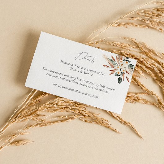 Boho Copper Pampas Grass Floral Details SM Begleitkarte