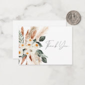 Boho Copper Pampas Grass Floral Vielen Dank Notenw Mitteilungskarte (Vorderseite/Rückseite Beispiel)