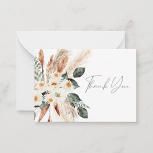 Boho Copper Pampas Grass Floral Vielen Dank Notenw Mitteilungskarte