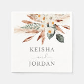 Boho Copper Pampas Grass Floral - Weiß 2 Napkins Serviette (Vorderseite)