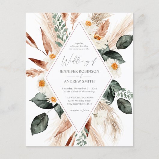 Boho Copper Pampas Grass Wedding (Vorderseite)