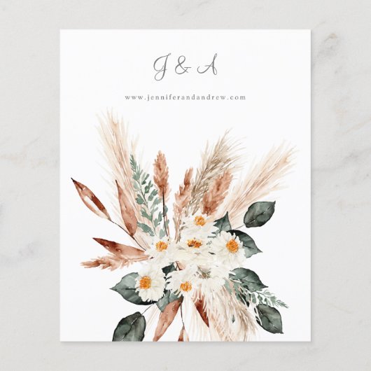 Boho Copper Pampas Grass Wedding Flyer (Hinten)
