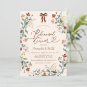 Boho Coquette Bow Wildblume Probe Abendessen Einladung (Stehend Vorderseite)